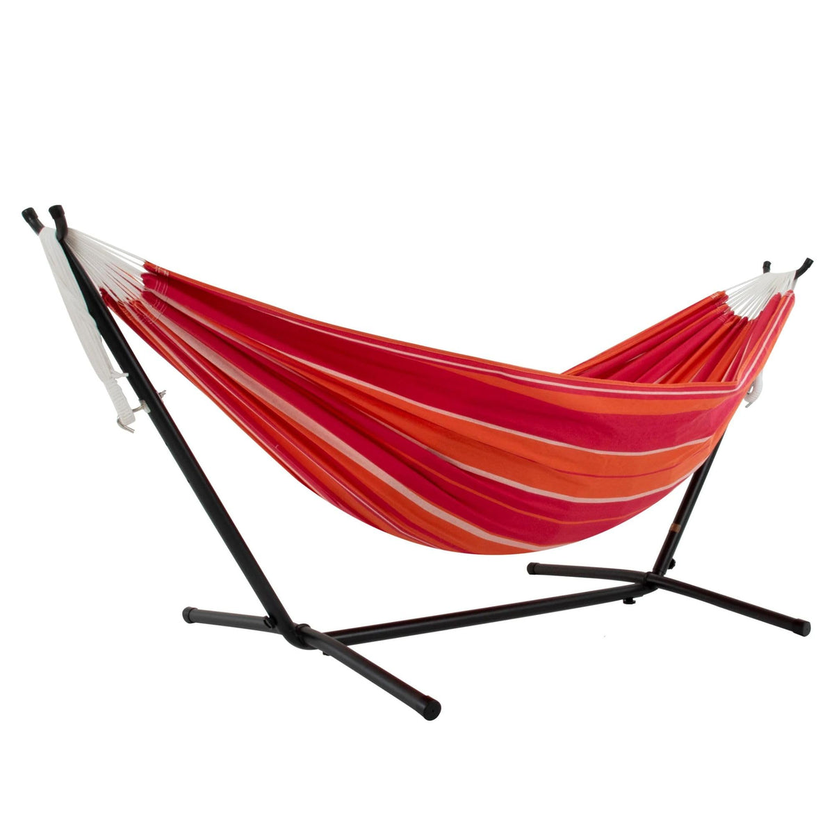 Vivere Double Cotton Hammock, Space Saving Steel Stand, Blue Lagoon, 9 Ft