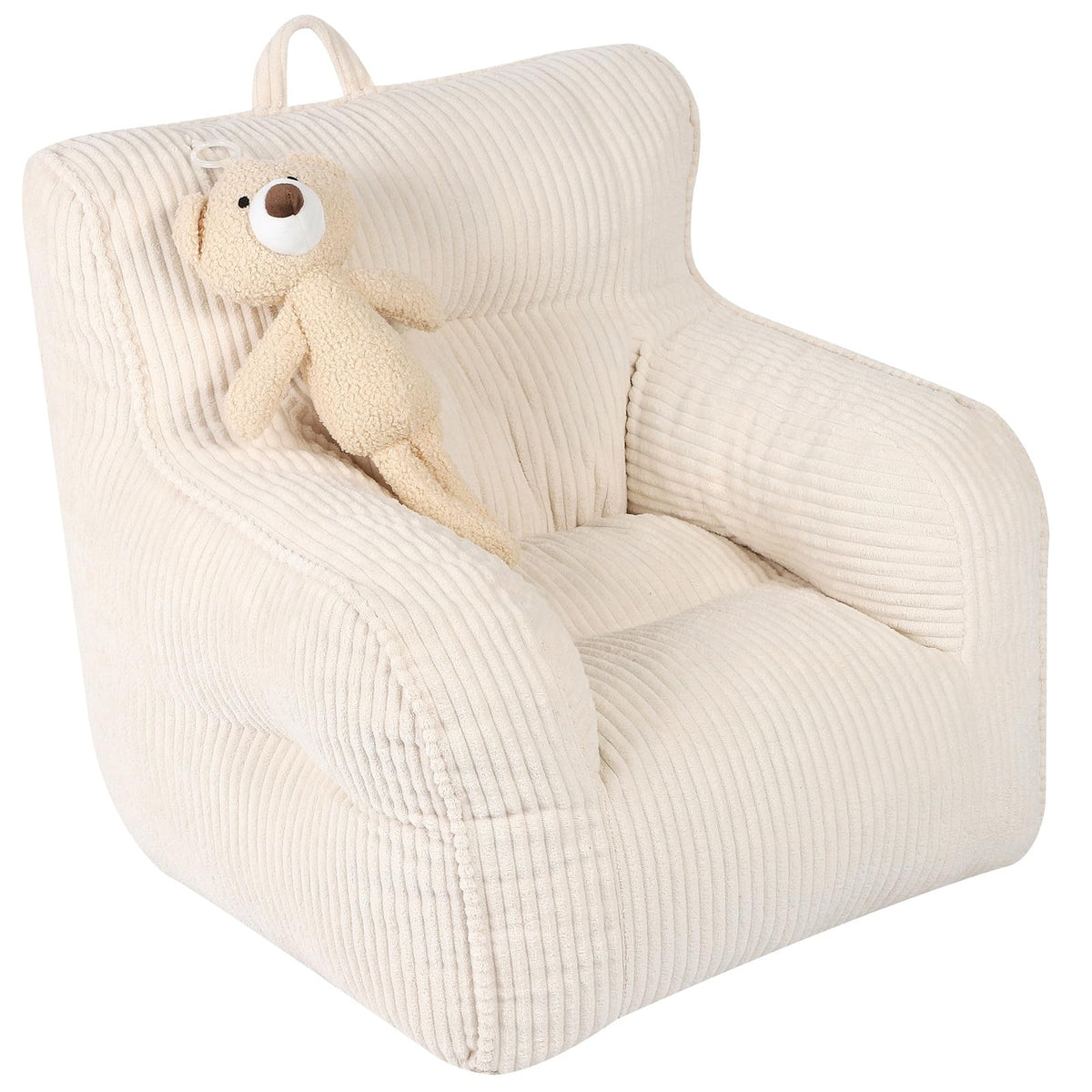MOMCAYWEX Kids Bean Bag Chair with a Plush Bear, Comfy Toddler Chair for Boys and Girls, Grey
