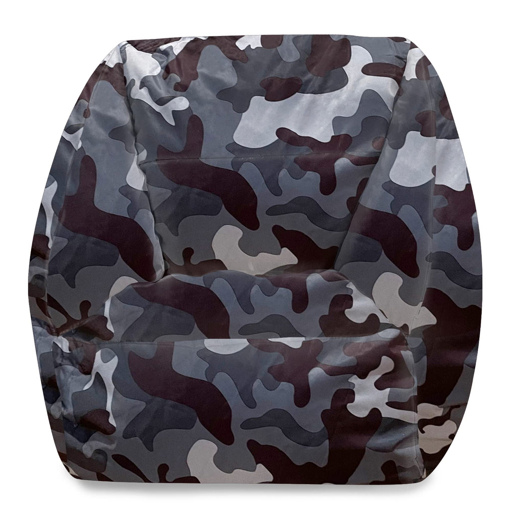 Posh Creations Structured Comfy Bean Bag Chair for Gaming, Reading, and Watching TV, Malibu Lounge, Canvas - Forest Critters on White