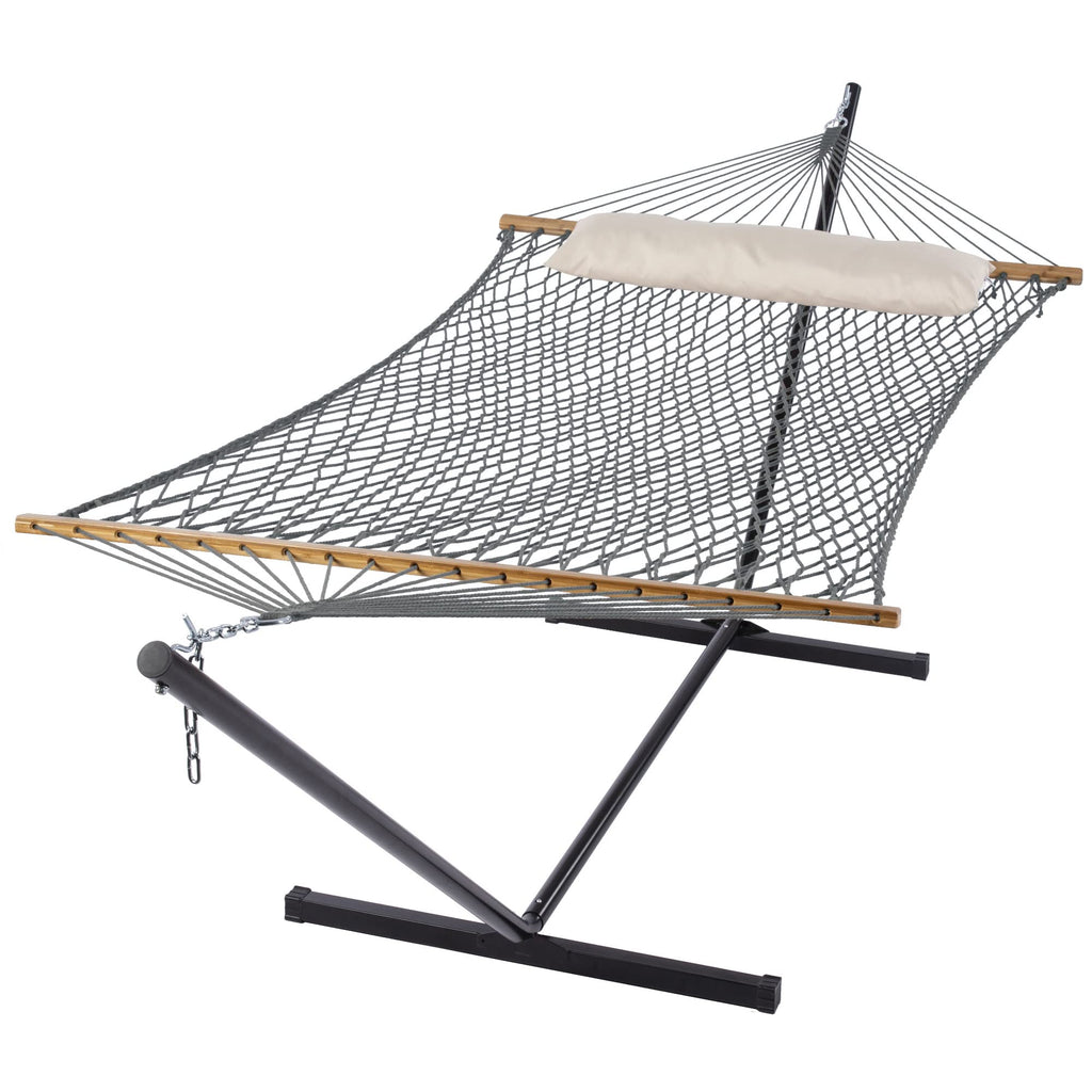 SUNCREAT Double Outdoor Hammock with Stand, Carrying Bag, Dark Gray