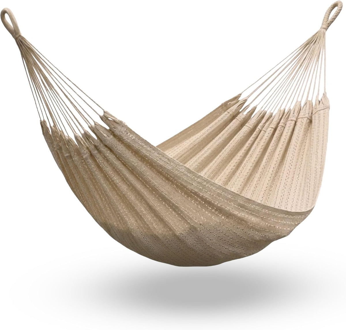 Hammock for 1-2 Person, 475 lbs Capacity – Handwoven Mexican Hammock, 100% Soft Cotton – 9.8 ft Mayan Hammock for Patio, Backyard, Indoor & Camping – Medium, Beige