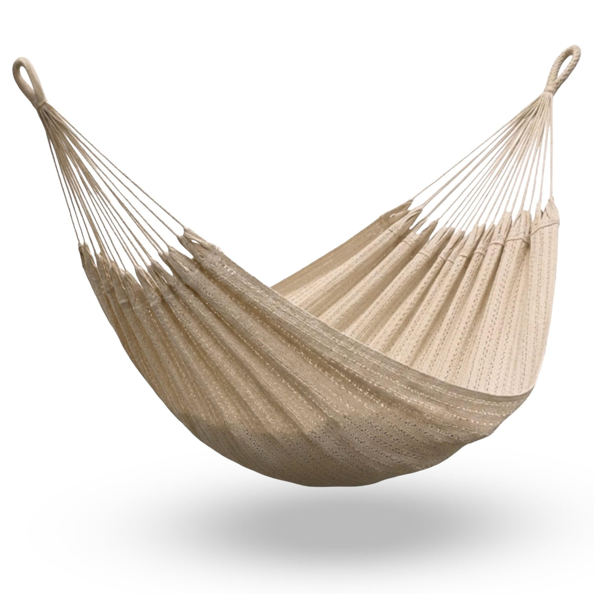Hammock for 1-2 Person, 475 lbs Capacity – Handwoven Mexican Hammock, 100% Soft Cotton – 9.8 ft Mayan Hammock for Patio, Backyard, Indoor & Camping – Medium, Beige