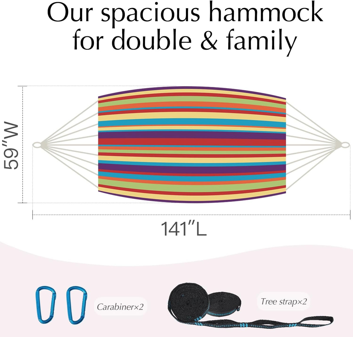Family 2 Person Hammock for Outside, Replacement for Stand, Tree Hammock