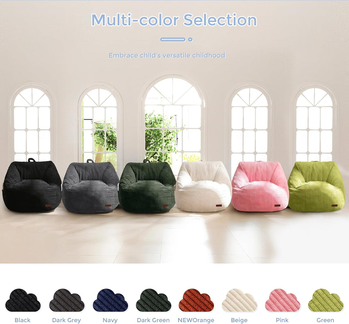 MAXYOYO Kids Bean Bag Chair, Convenient Bean Bag Sofa with Handle