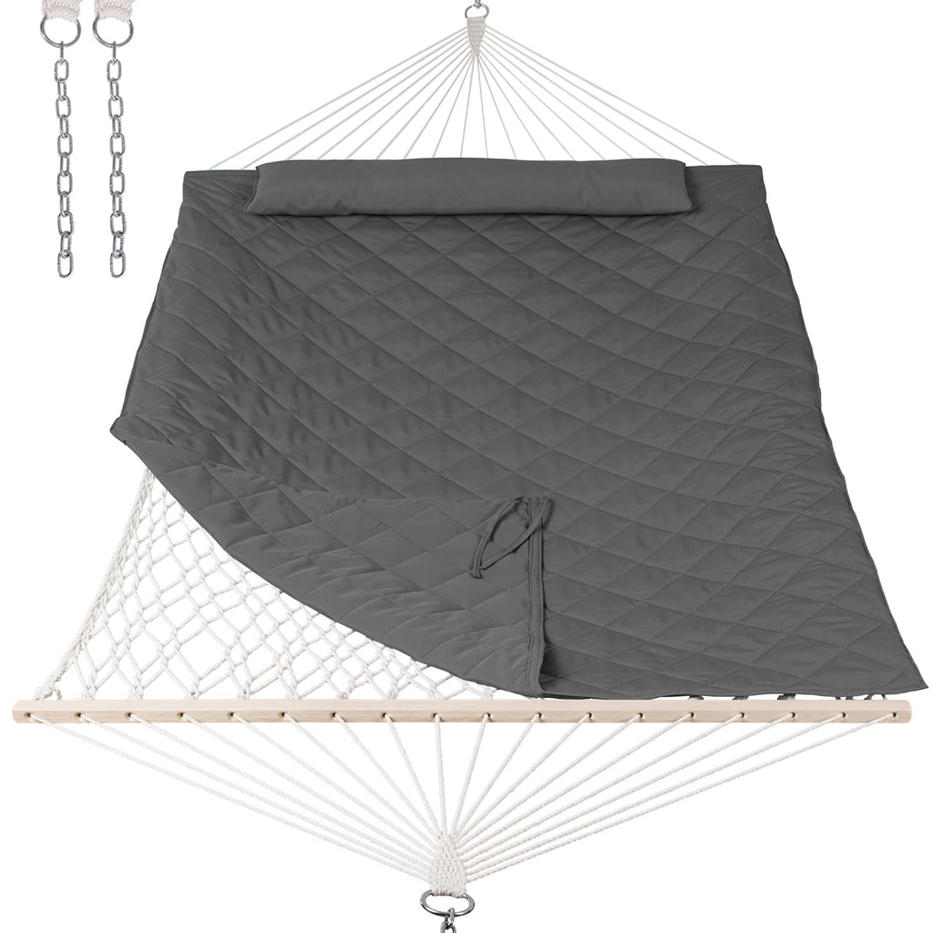 ANOW Double Rope Hammock with Spreader Bars and Carrying Bag, Natural