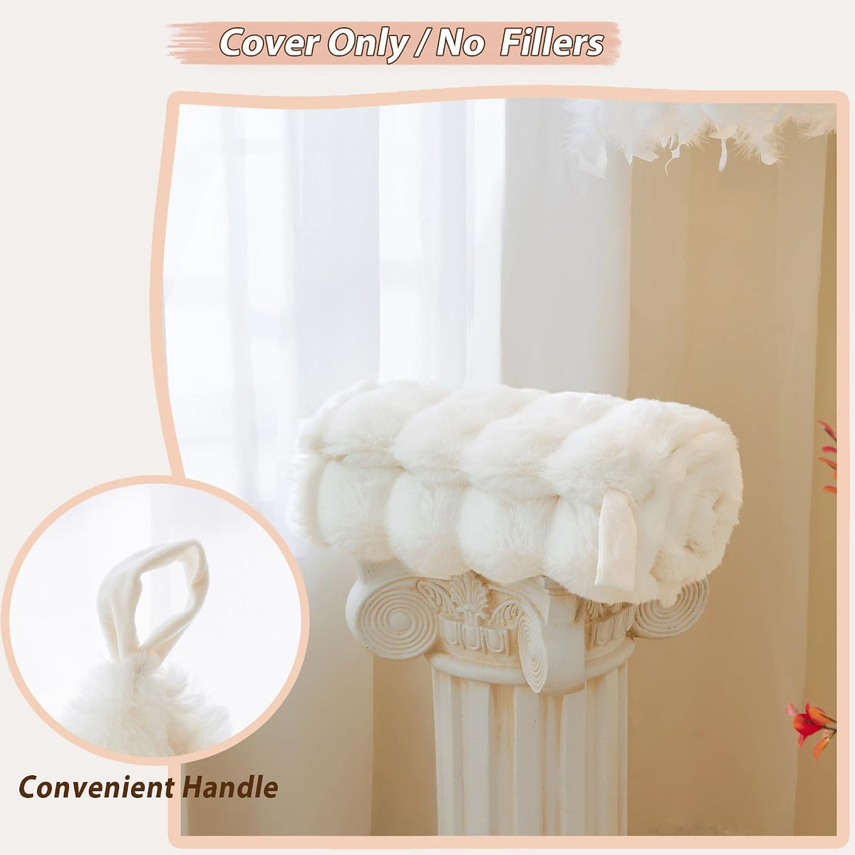 LIFEREVO Faux Rabbit Fur Stuffed Animal Bean Bag Storage (No Filler), Soft Waffle Bubble Beanbag Chair Cover for Kids Girls, Furry Floor Lounger Plush Toys Organizer for Living Room Bedroom, Beige