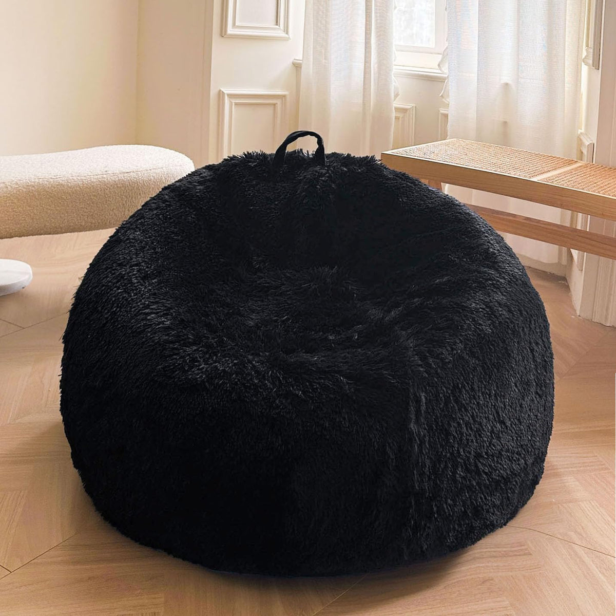 XeGe Kids Fluffy Faux Fur Bean Bag Chair Cover(No Filler), Rainbow