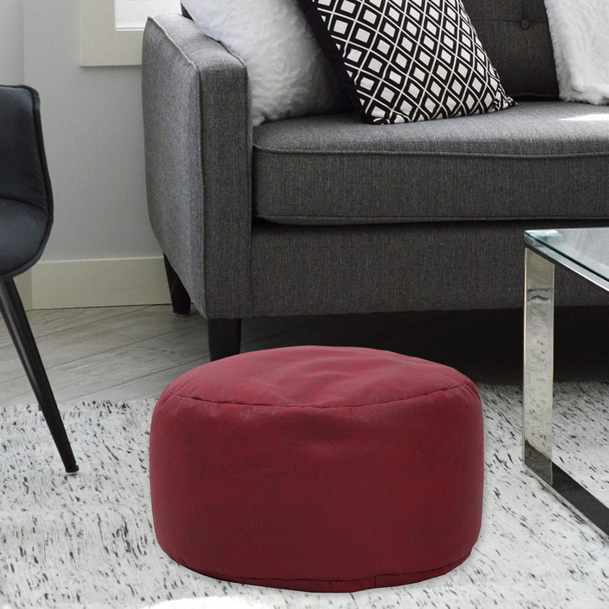 Kids Storage Bean Bag Chair Cover Waterproof Stuffable Zipper Beanbag Chair for Children Adults Dorm Room (Red)