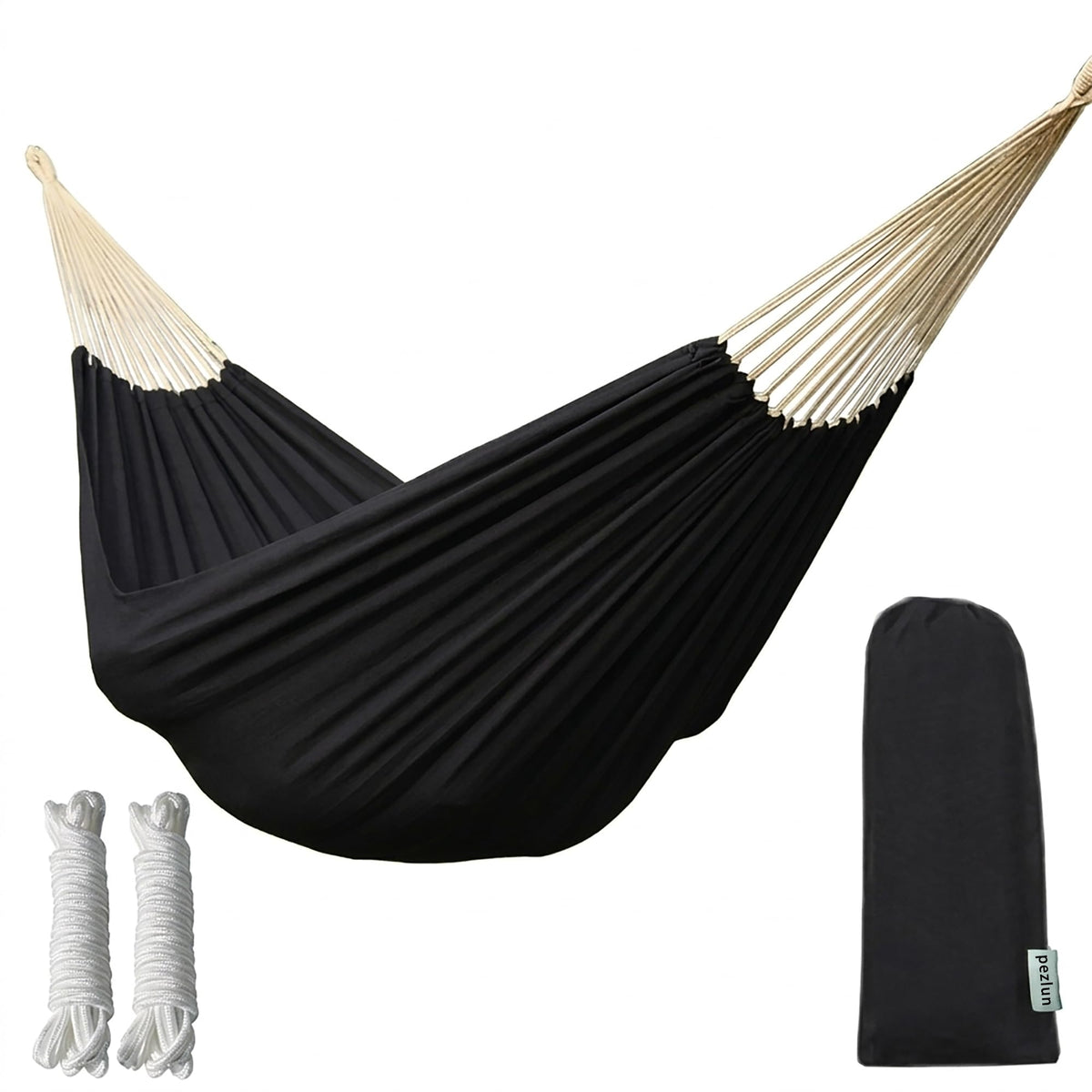 Canvas Hammock 122" Long X 59" Wide 2 Person Hammock 440 pounds Maximum Weight Applicable Scenes in Courtyard Autumn, Indoor Hanging Chairs, Beach Leisure (Blue White, Full)