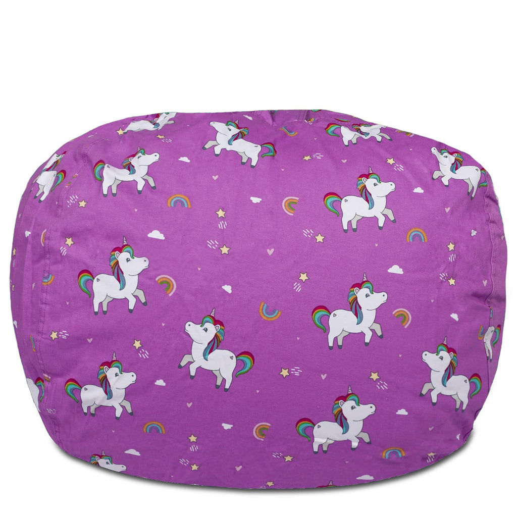 Posh Creations Structured Comfy Bean Bag Chair for Gaming, Reading, and Watching TV, Malibu Lounge, Canvas - Forest Critters on White