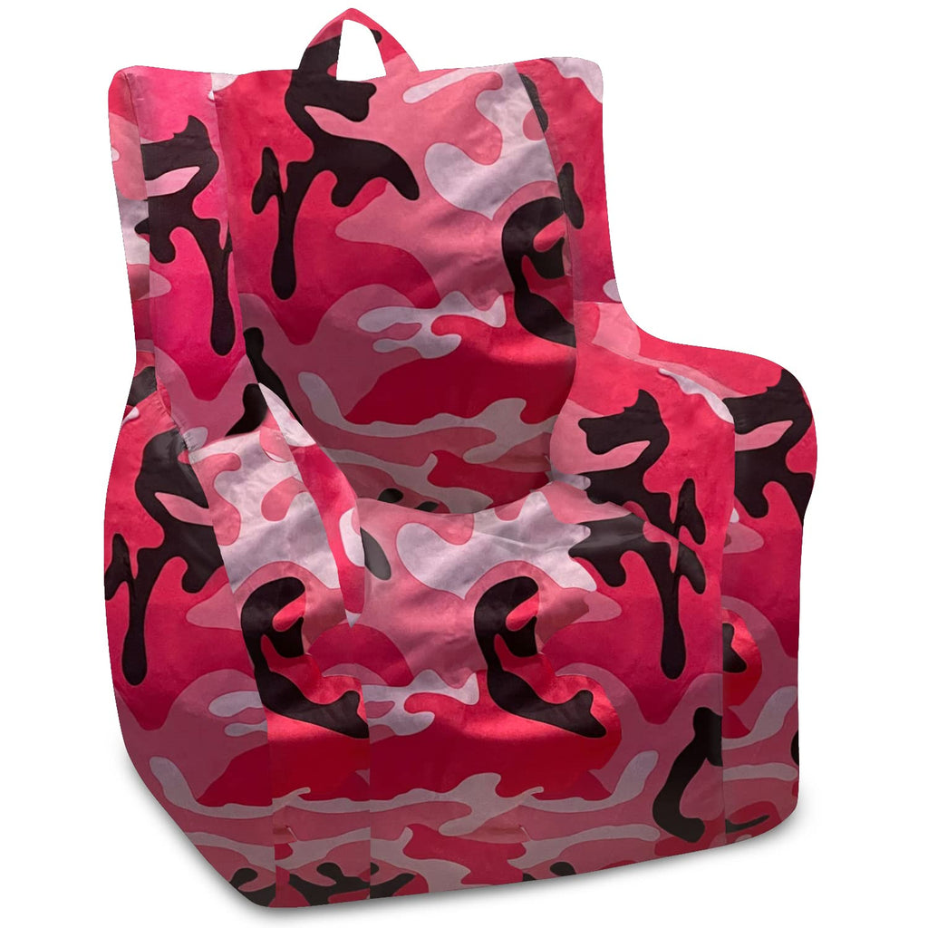 Posh Creations Structured Comfy Bean Bag Chair for Gaming, Reading, and Watching TV, Malibu Lounge, Canvas - Forest Critters on White