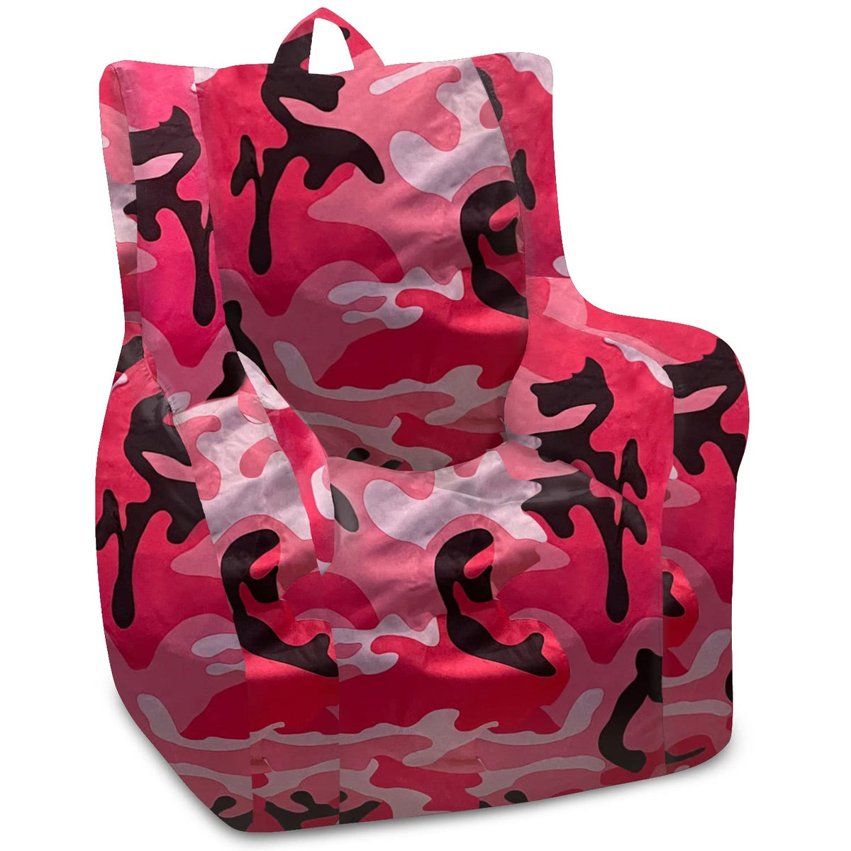 Posh Creations Structured Comfy Bean Bag Chair for Gaming, Reading, and Watching TV, Malibu Lounge, Canvas - Forest Critters on White