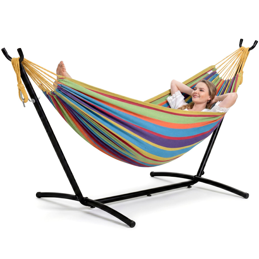SUNCREAT Stand Alone Hammock with Stand for Outside 2 Person, Dark Gray