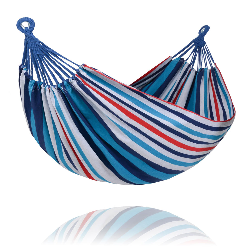 SUNCREAT Long Replacement Hammock Two Person for Stand, Blue White Stripes