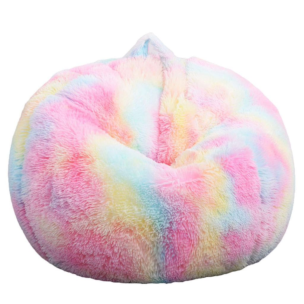 Fluffy Stuffed Animal Storage Bean Bag Chair Cover (No Filler), Faux Fur Comfy Bean Bag Cover for Organizing Plush Toys or Textile, for Adults Teens Kids Girls, Lavender