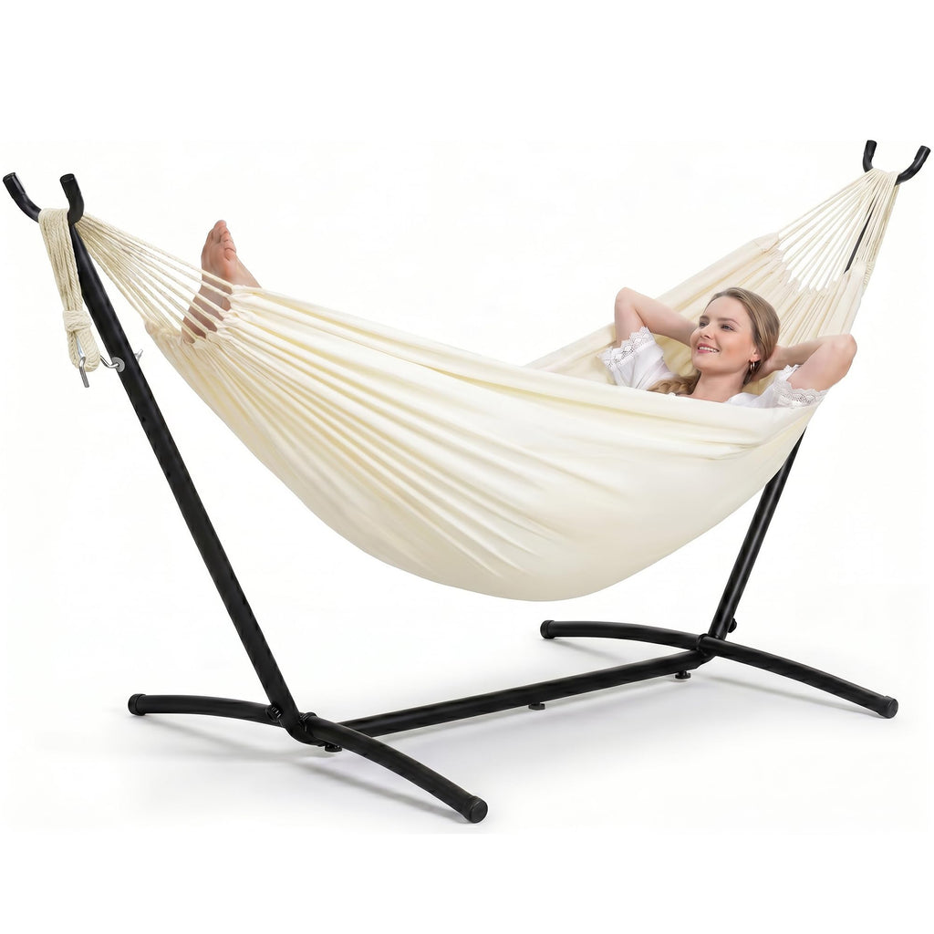 SUNCREAT Stand Alone Hammock with Stand for Outside 2 Person, Dark Gray