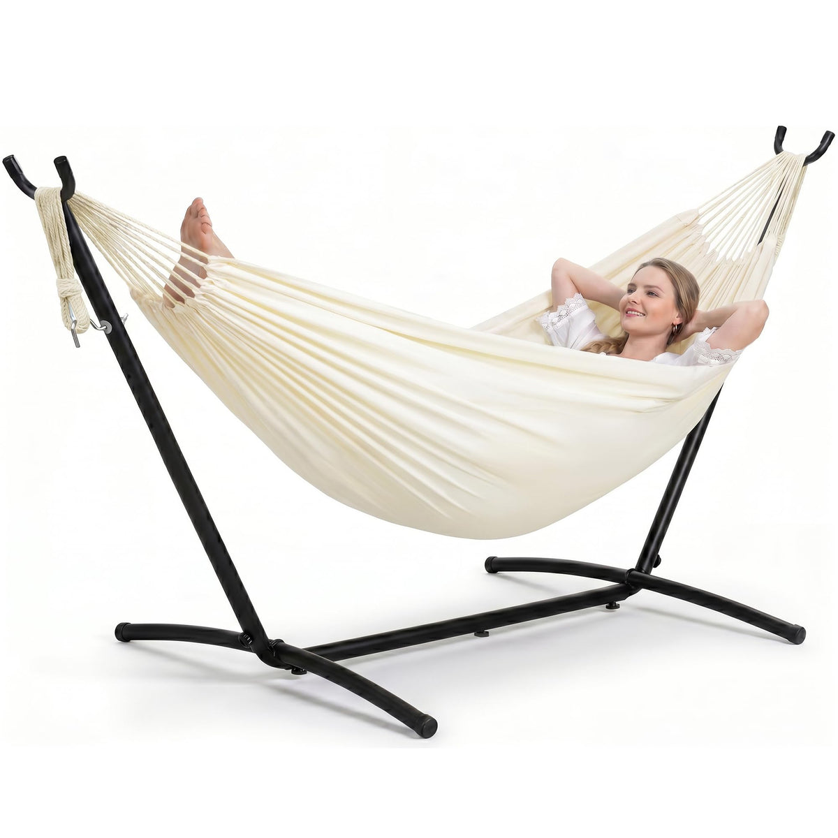 SUNCREAT Stand Alone Hammock with Stand for Outside 2 Person, Dark Gray
