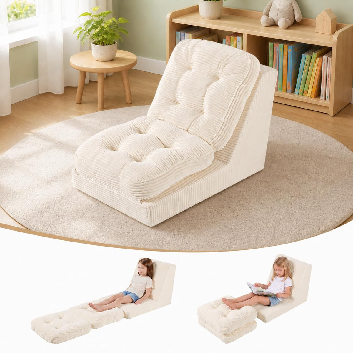 COMAX Bean Bag Chairs for Kids, 3-in-1 Foldable Kids Sofa Couch