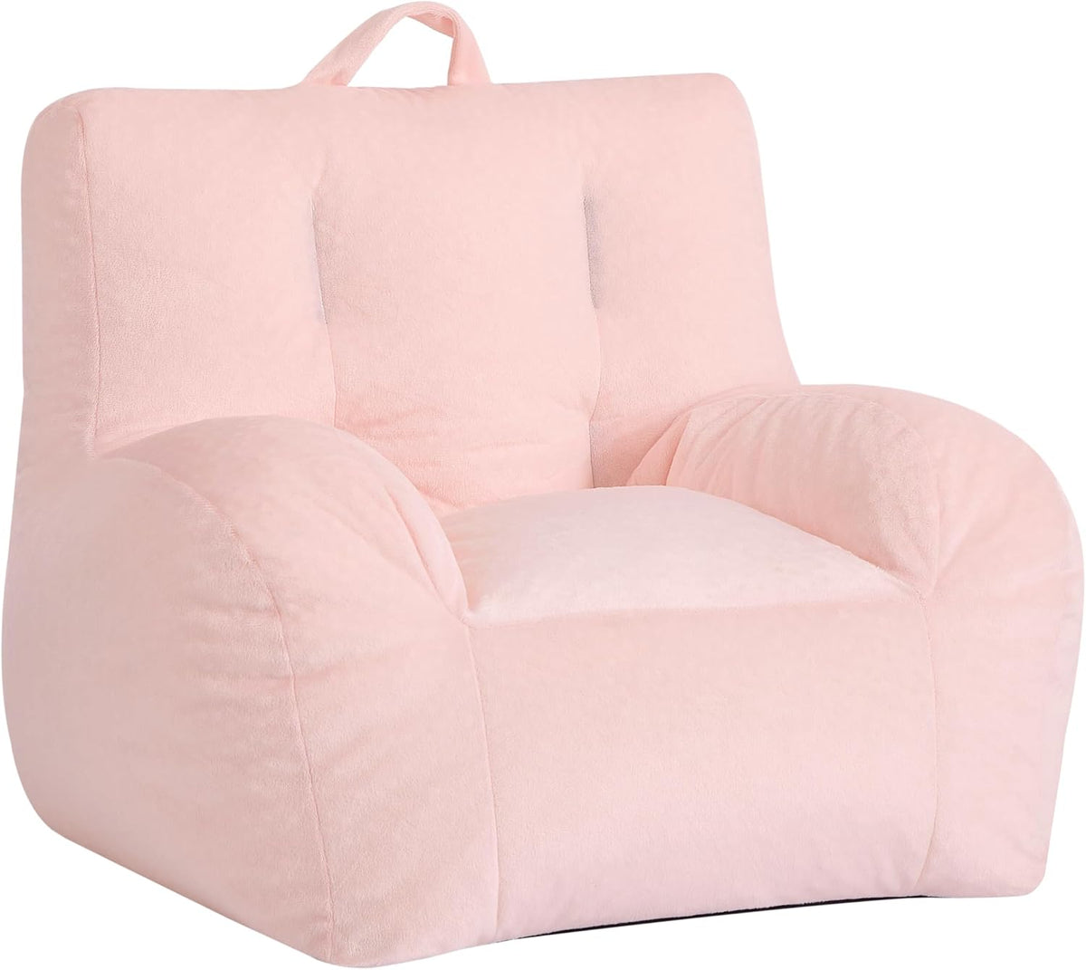 Heritage Kids Pod Square Back Kids Bean Bag Chair, Soft Plush Lounge Seat for Bedroom or Playroom, Blush
