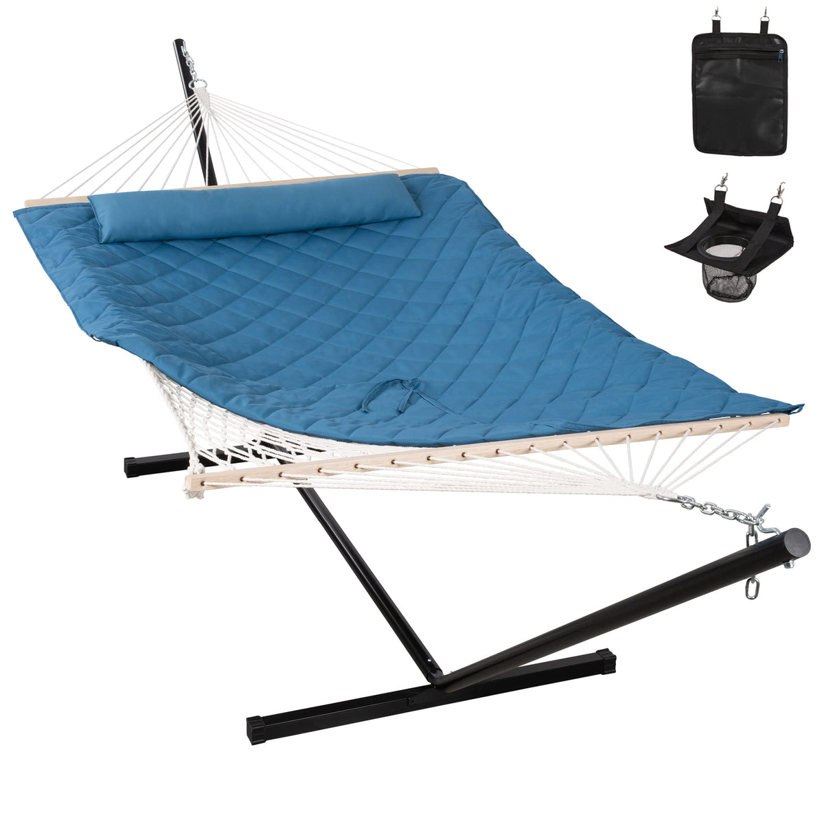 ANOW Double Rope Hammock with Spreader Bars and Carrying Bag, Natural