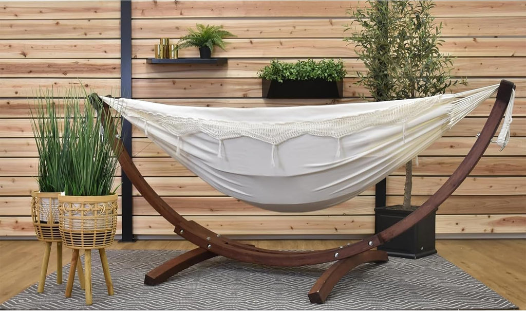 Vivere Solid Pine Wood Hammock Combo, Natural