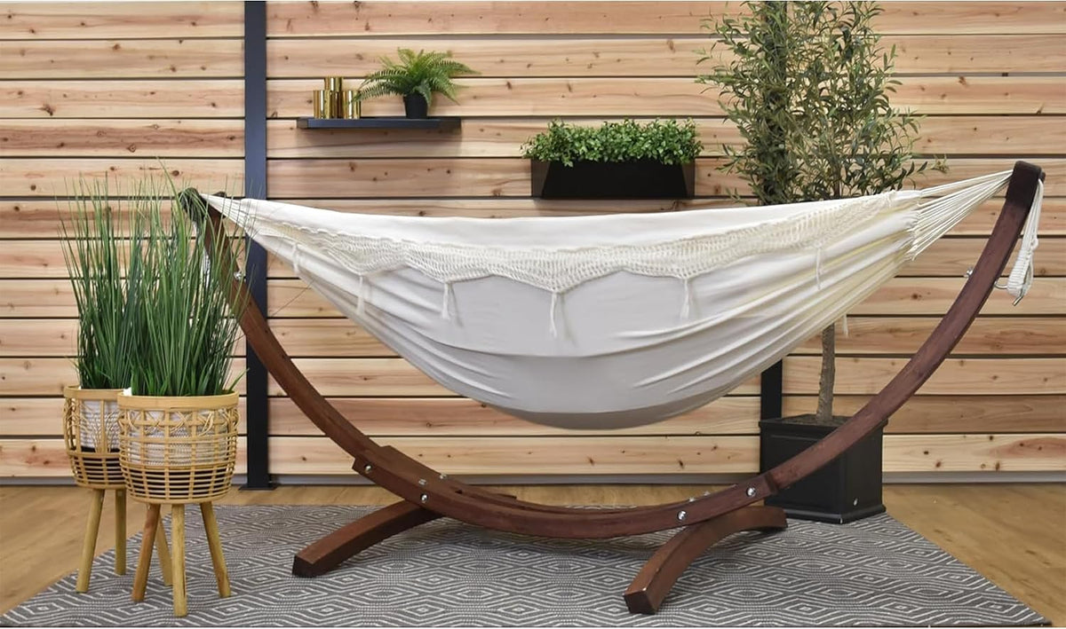 Vivere Solid Pine Wood Hammock Combo, Natural