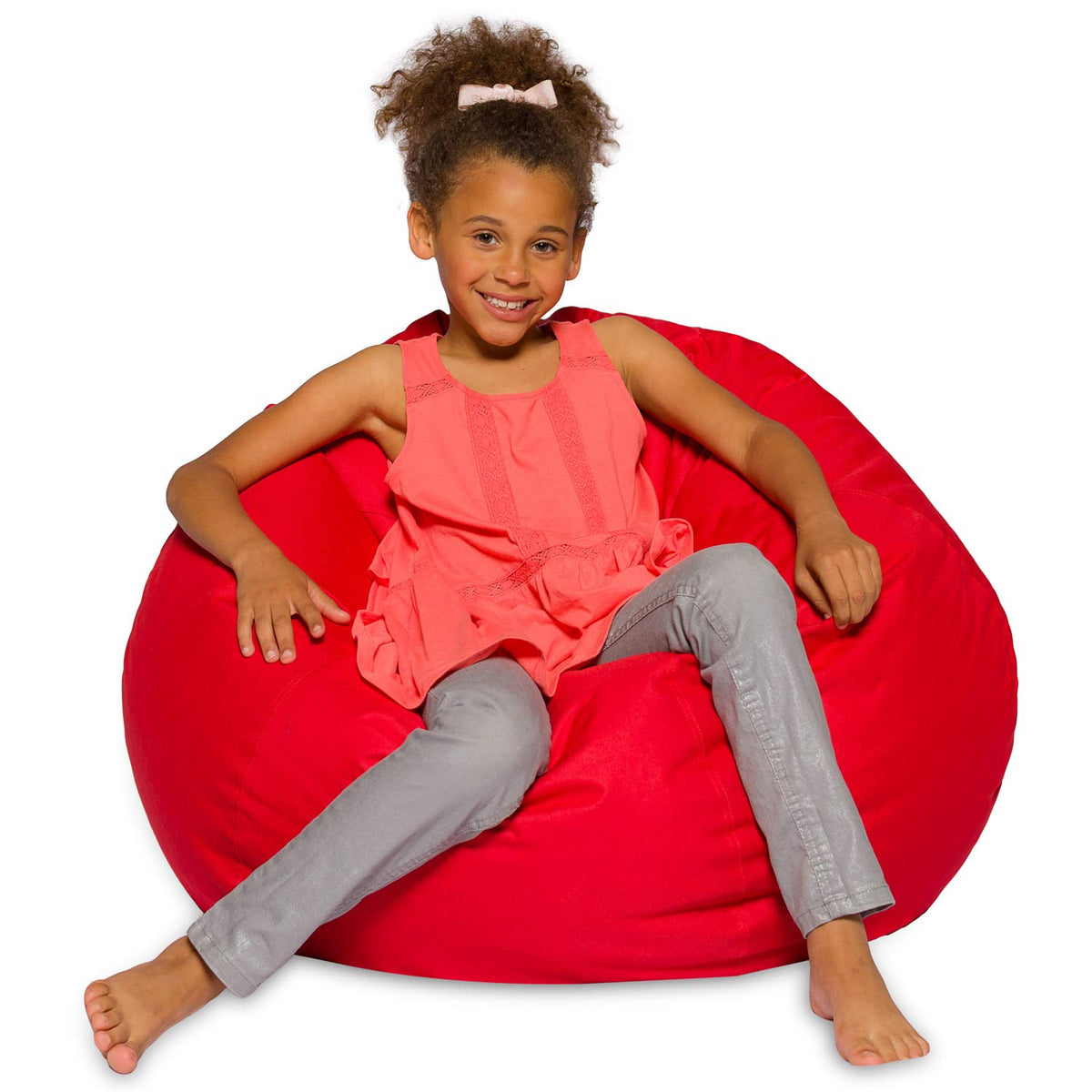 Posh Creations Structured Comfy Bean Bag Chair for Gaming, Reading, and Watching TV, Malibu Lounge, Canvas - Forest Critters on White