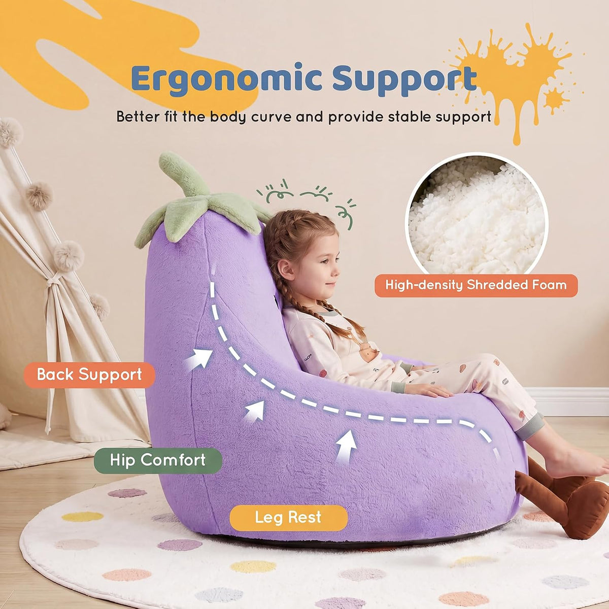 DUMOS Kids Bean Bag Chair, Toddler Couch for Teens & Kids, 31Inch