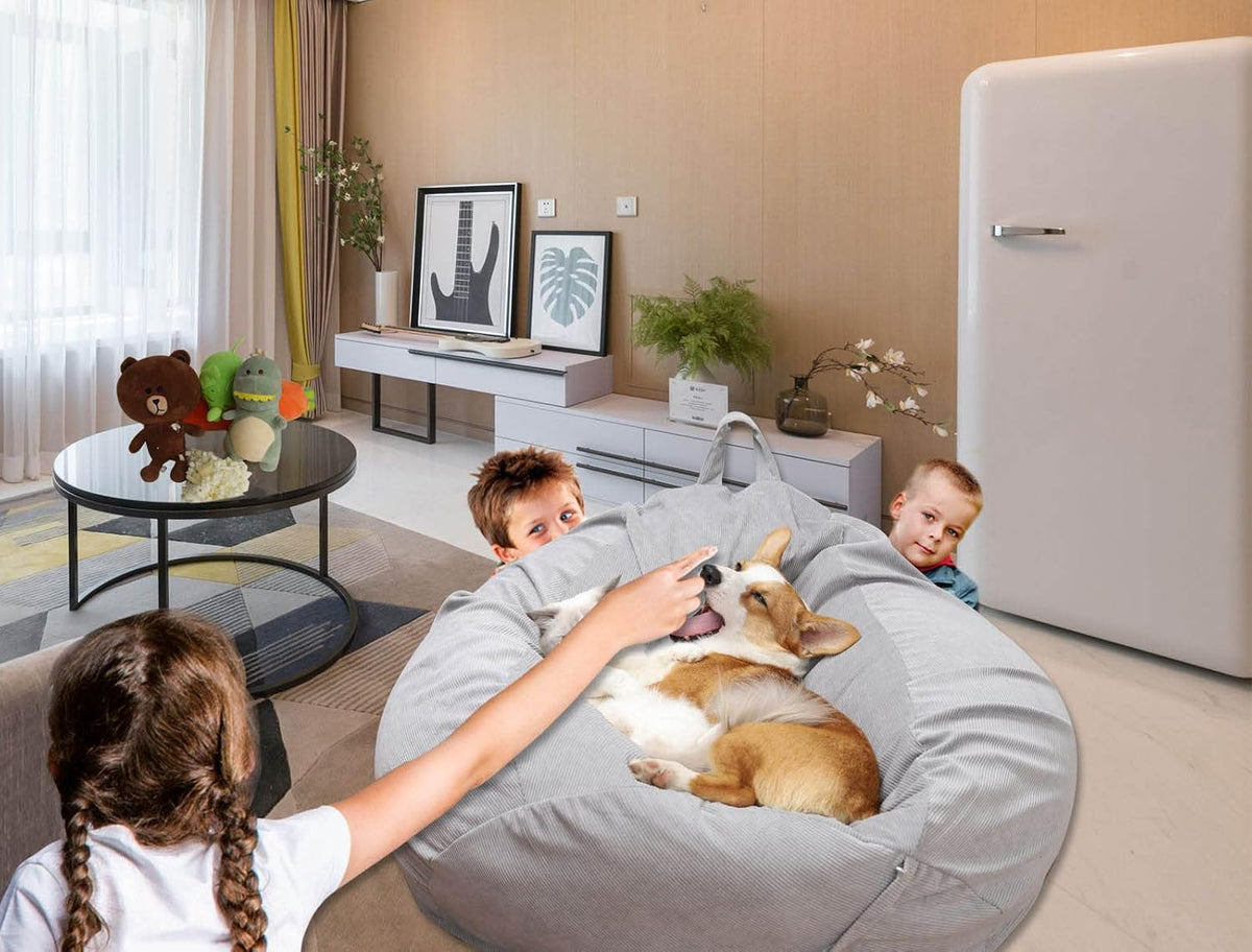 Stuffed Animal Storage Bean Bag Chair Cover (No Filler) Washable