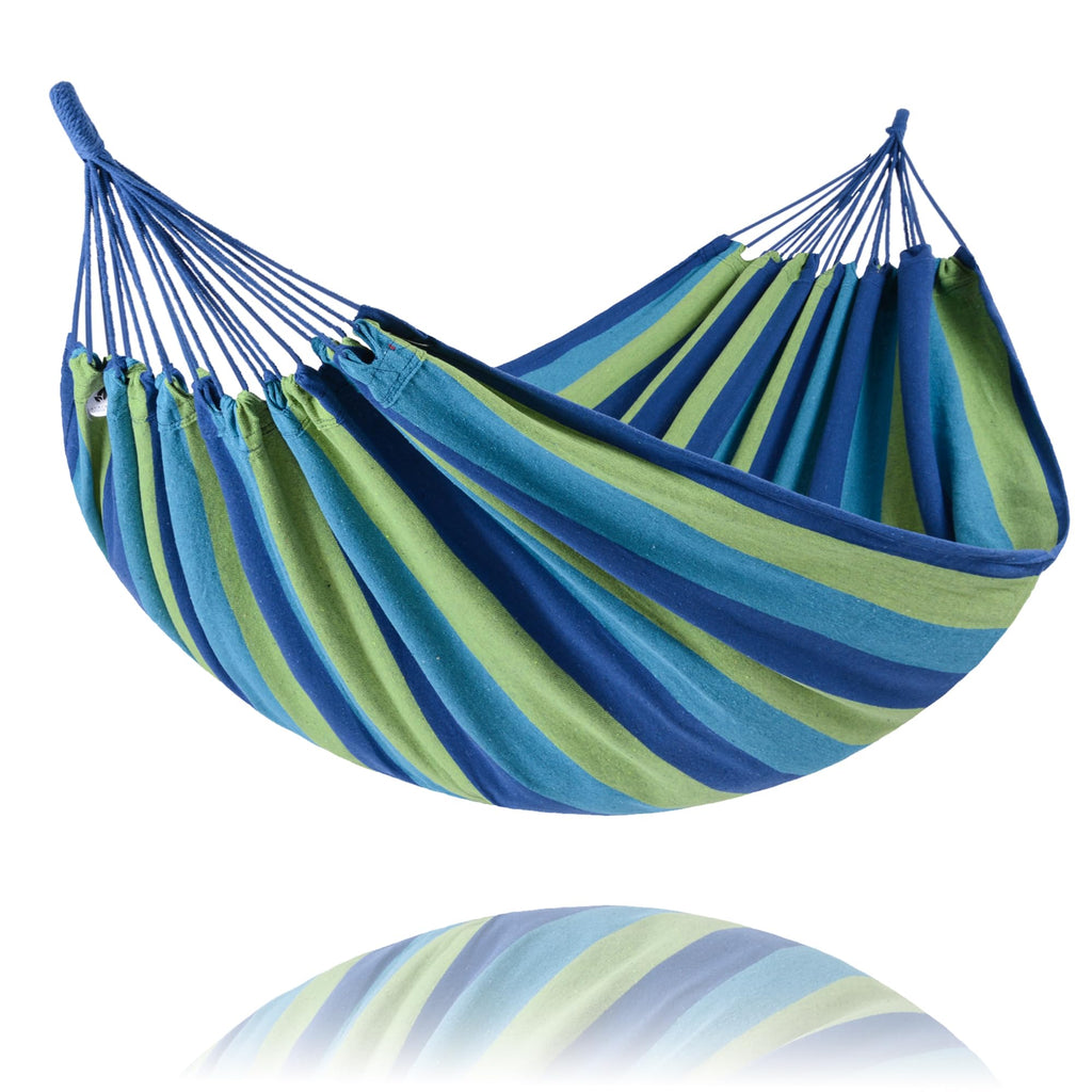 SUNCREAT Long Replacement Hammock Two Person for Stand, Blue White Stripes