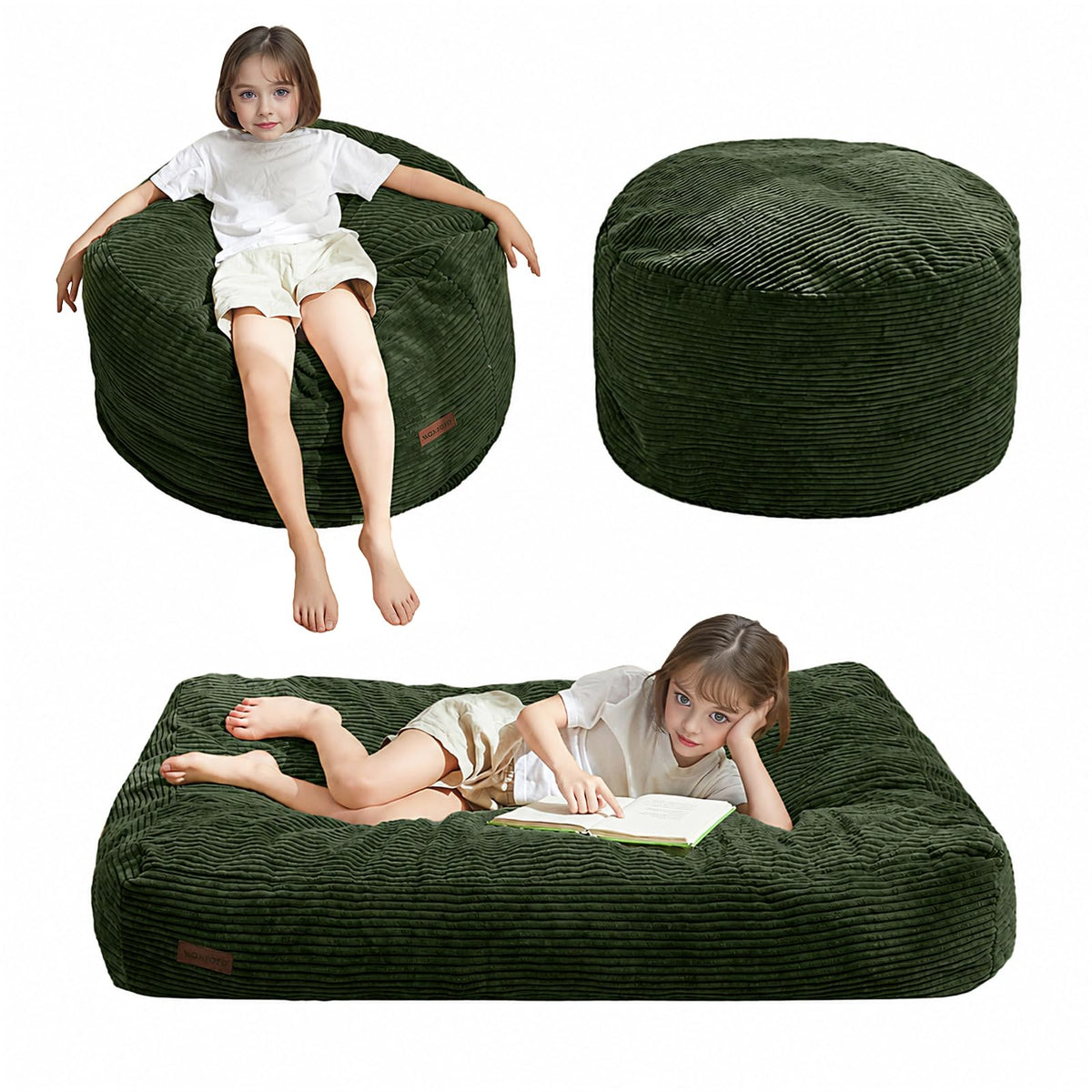 MAXYOYO Bean Bag Chair for Kids, Convertible Bean Bag Seat, Orange