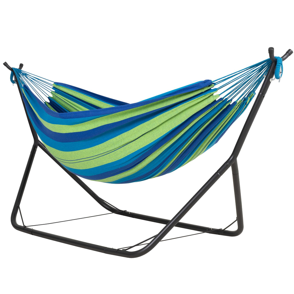 ANOW Double Space Saving Hammock with Stand, Dark Gray with Tassels