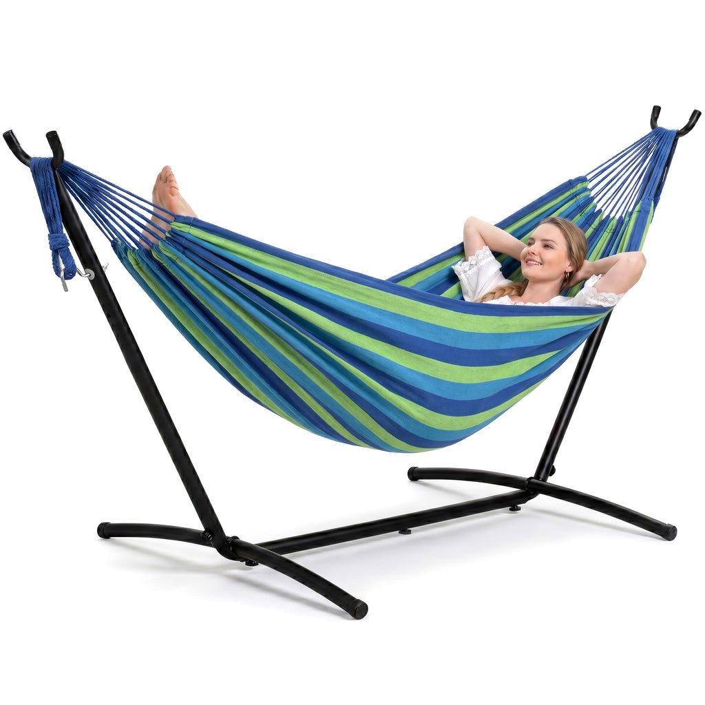 SUNCREAT Stand Alone Hammock with Stand for Outside 2 Person, Dark Gray