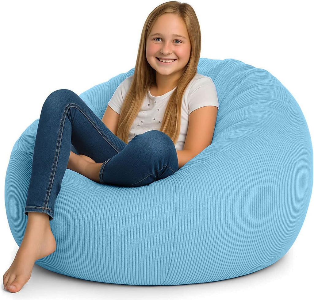 Stuffed Animal Bean Bag Storage Chair Cover for Kids Teens Adults (No Filler) Soft Washable Premium Corduroy Organizing Plush Toys Comfortable Organizer Keep Clutter with Premium Zipper Medium