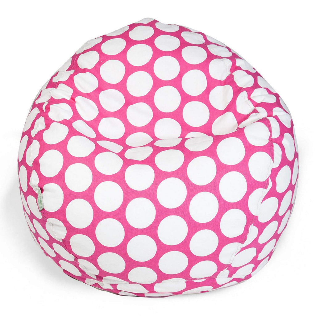 Majestic Home Goods Classic Bean Bag Chair - Large Polka Dots Giant Classic Bean Bags for Small Adults and Kids (28 x 28 x 22 Inches) (Black)