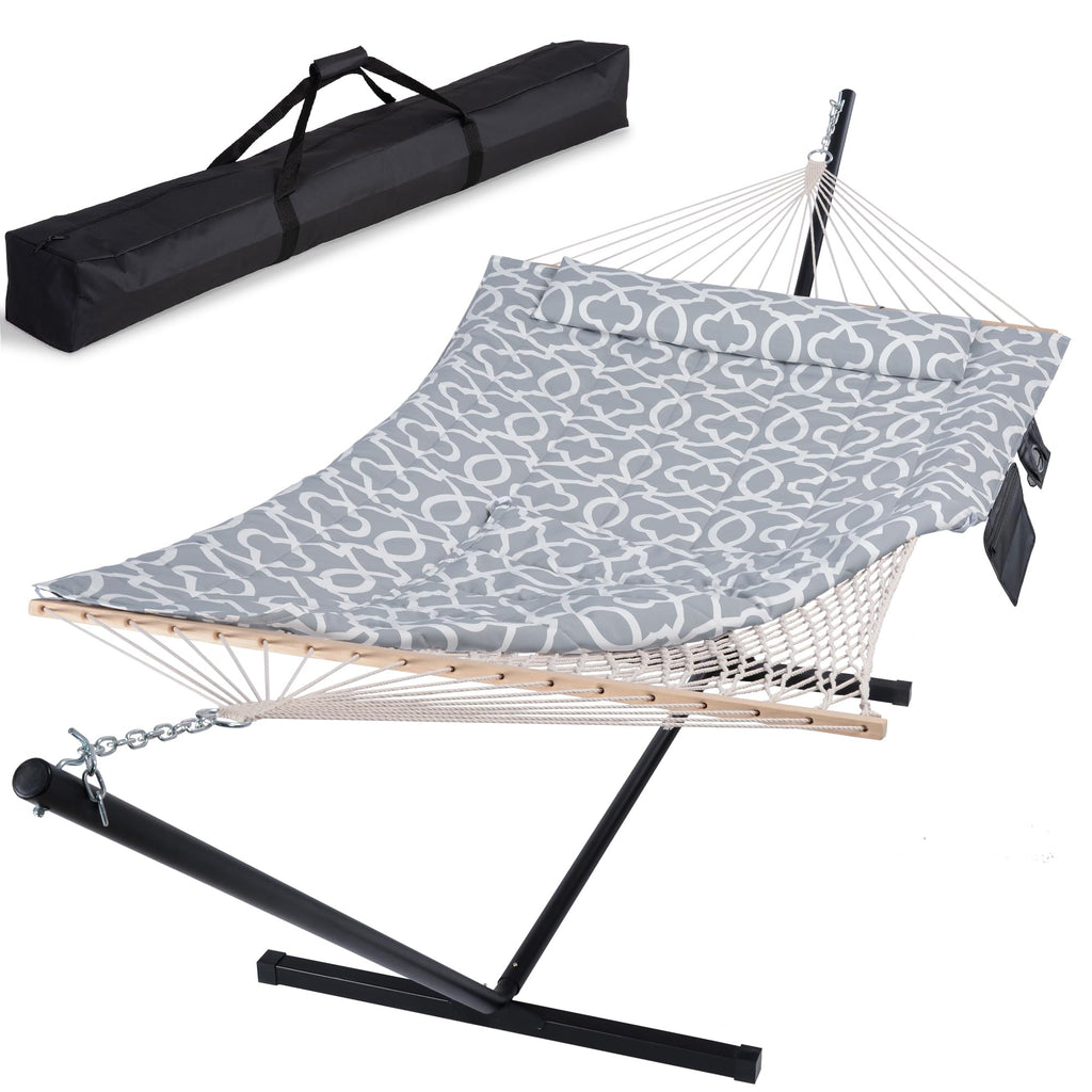 SUNCREAT Double Outdoor Hammock with Stand, Carrying Bag, Dark Gray