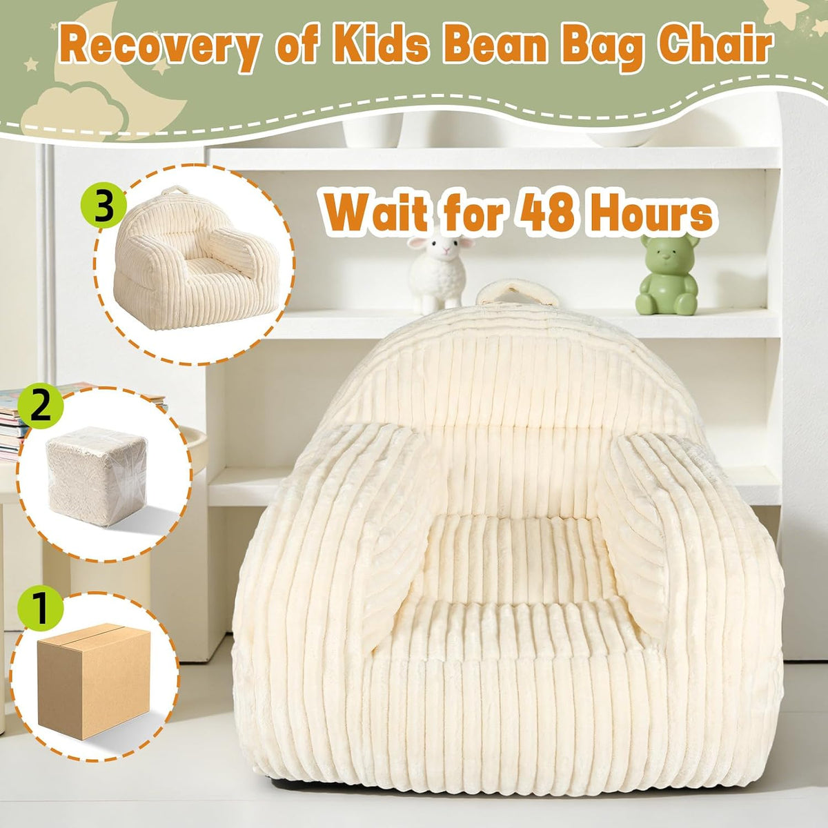 Bean Bag Chairs for Kids, Comfy Plush Toddler Chairs for Reading
