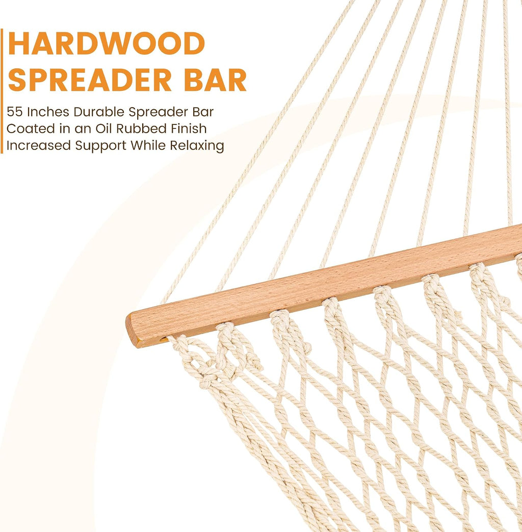 Lazy Daze Double Handwoven Rope Hammock for Outdoor Fits 13-15 FT Stand