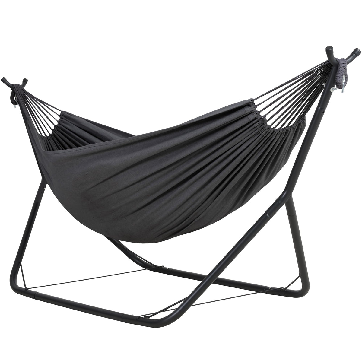 ANOW Double Space Saving Hammock with Stand, Dark Gray with Tassels