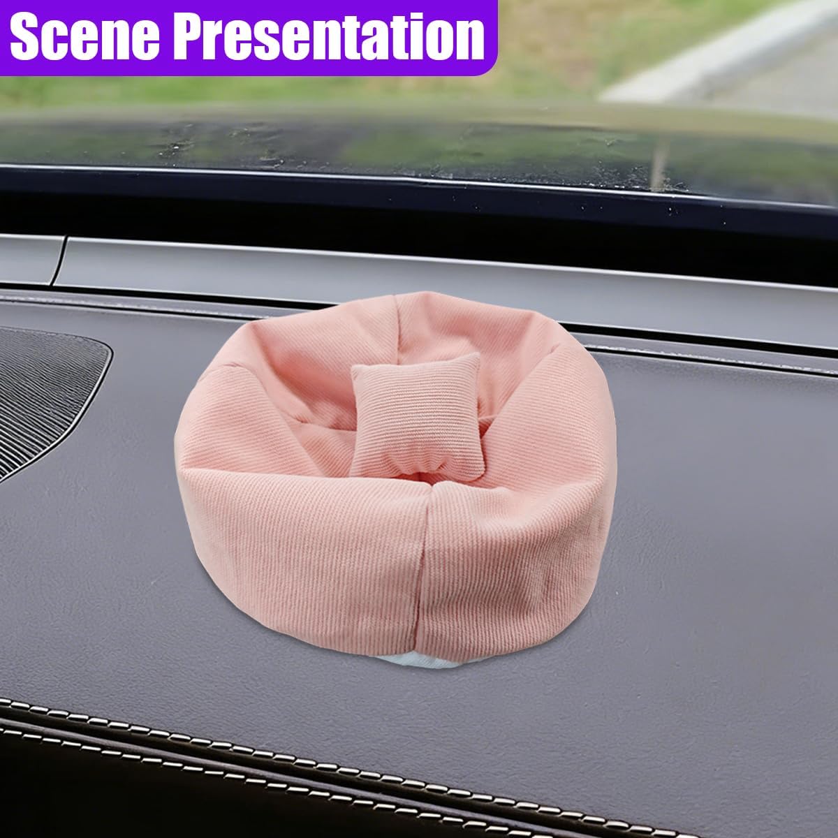 Toy Bean Bag Chair Car Dashboard Decoration, Mini Soft Automotive Lazy Sofa Ornament with Pillows, Cute Vehicle Interior Puppet Seat Accessories for Display Toy (Pink)