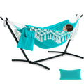 PNAEUT Handmade Tassel Hammock with Stand for Outside, 450 lbs Capacity