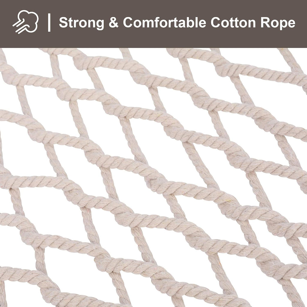 SUNCREAT Traditional Rope Double Hammock, 450 lbs Capacity, Natural