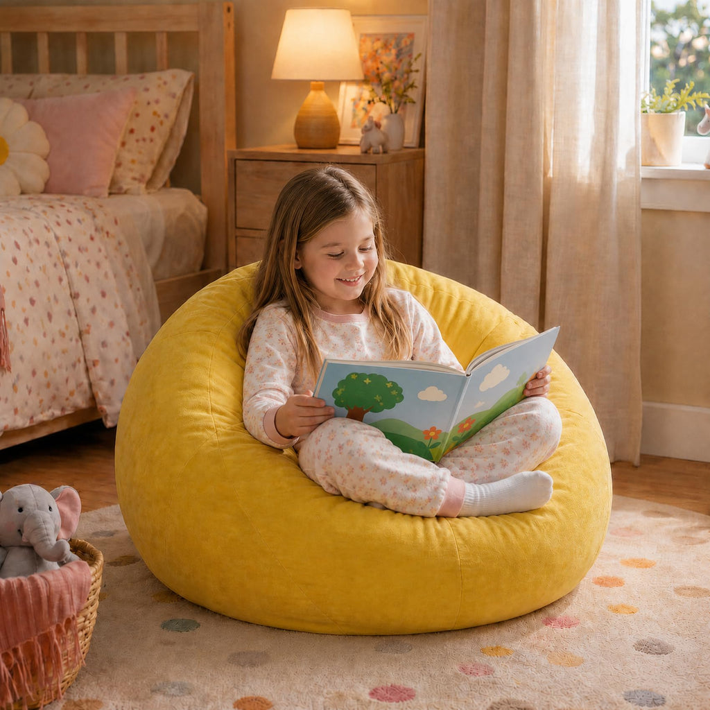 31.5"x31.5"x24" Kids Bean Bag Chair for Kids & Teens,Dark Blue