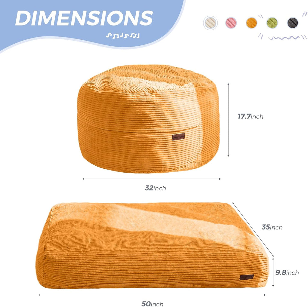 MAXYOYO Bean Bag Chair for Kids, Convertible Bean Bag Seat, Orange