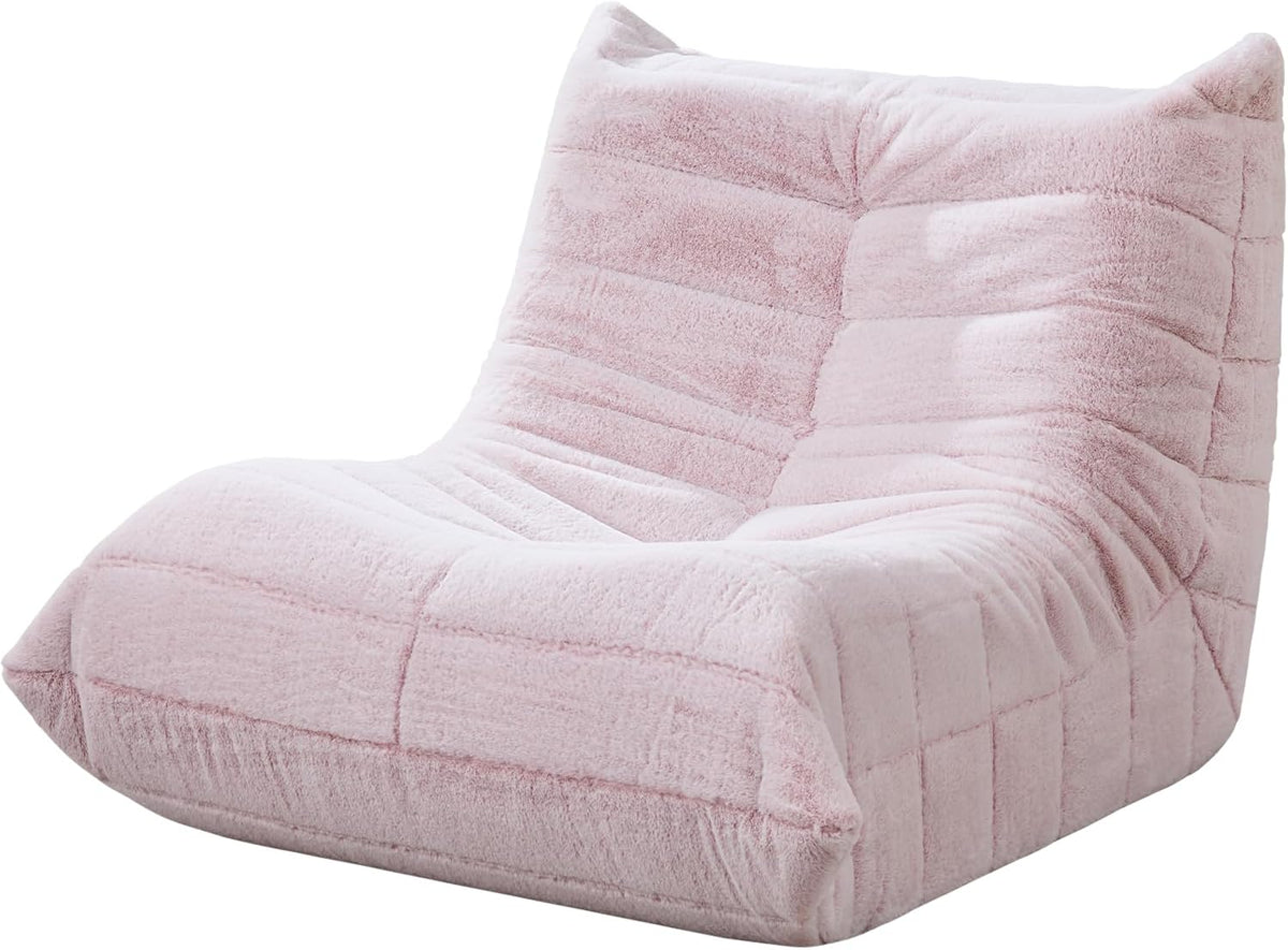 Hobestluk Kids Bean Bag Chair Fluffy Light Pink Small Beanbag Couch