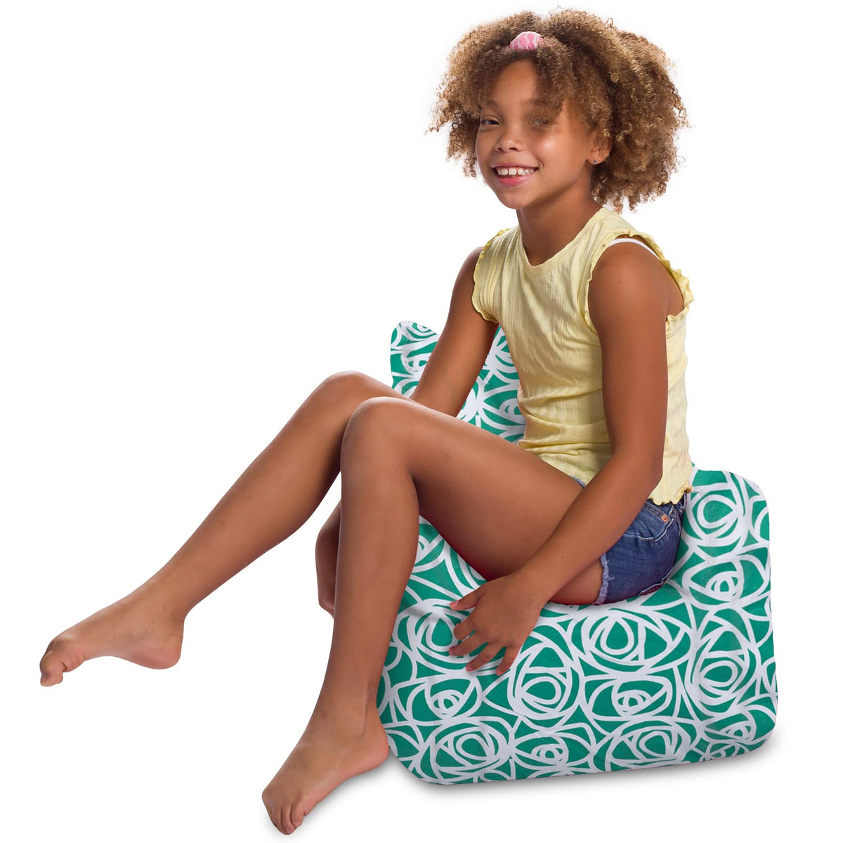 Posh Creations Pasadena Bean Bag Toddlers and Kids, Comfy Chair for Children, Soft Nylon-Lime