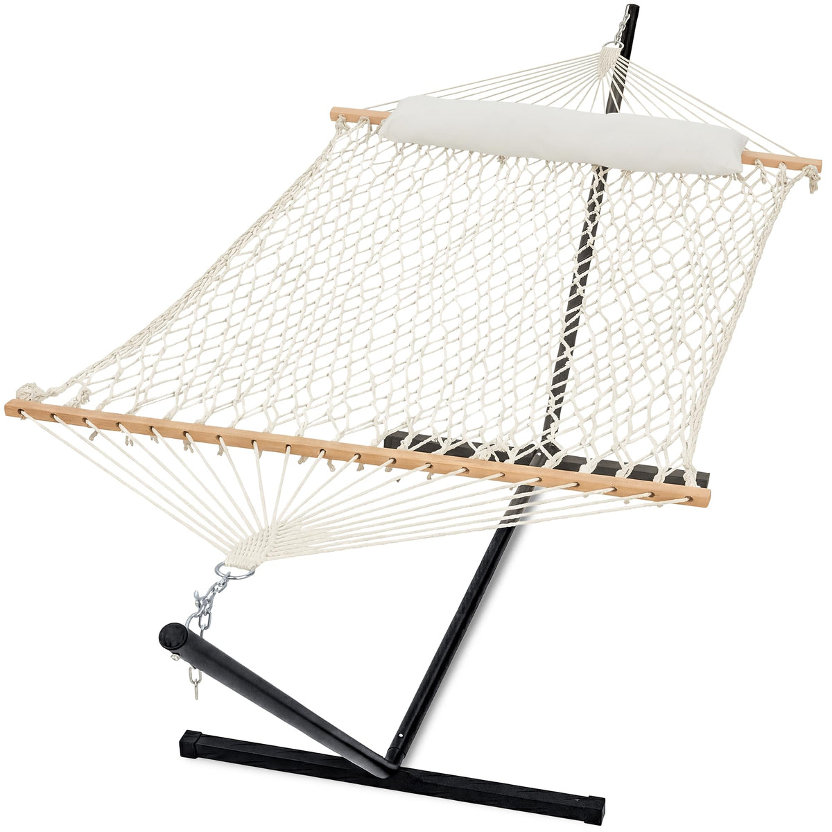 GAFETE 2 Person Rope Hammock with Stand for Outside, 12 Ft, 475 lb Capacity