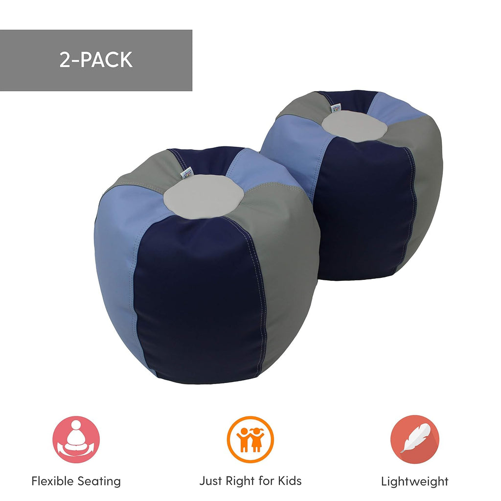 FDP SoftScape Bean Bag Puffs, 12" Height, 2-Pack - Navy/Powder Blue
