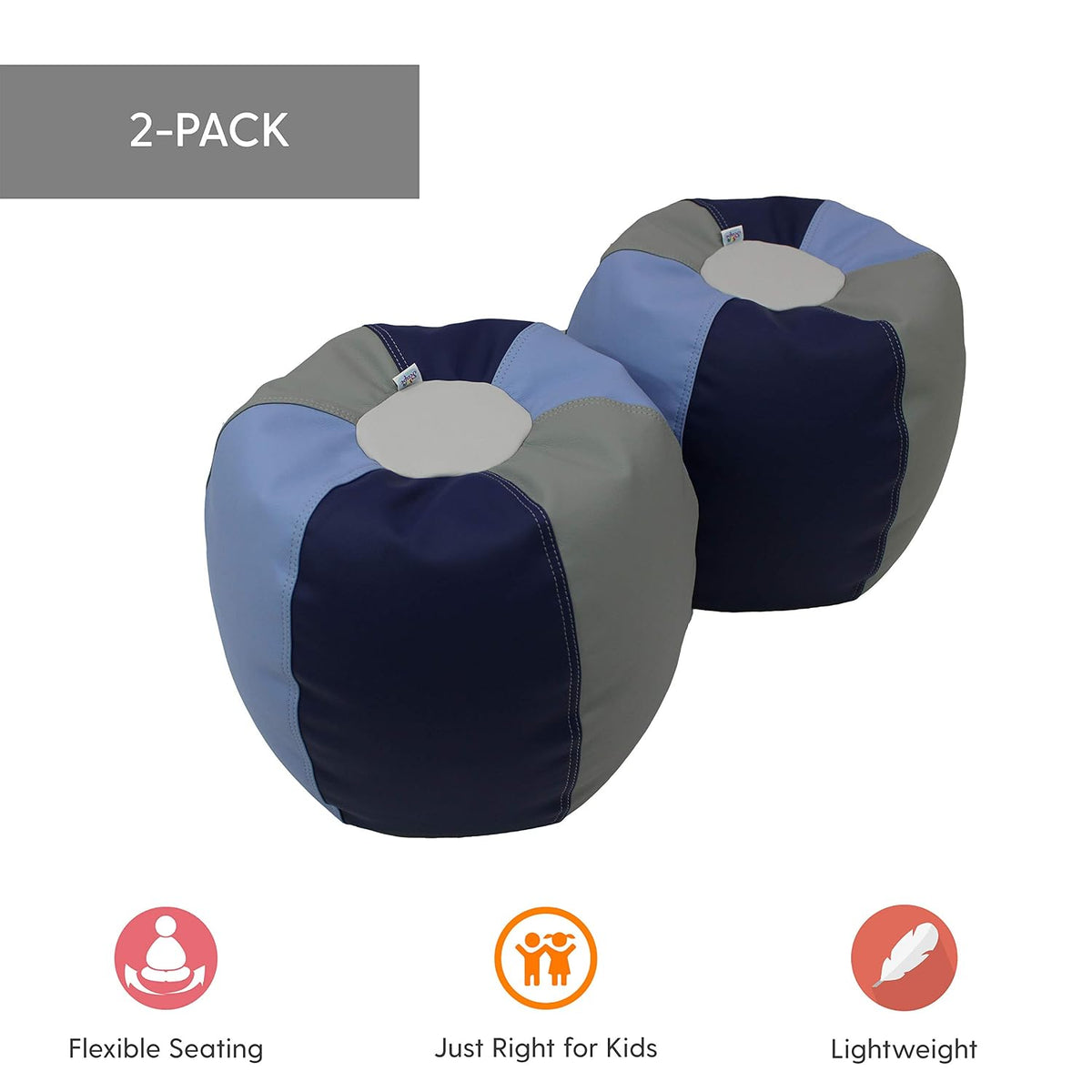FDP SoftScape Bean Bag Puffs, 12" Height, 2-Pack - Navy/Powder Blue