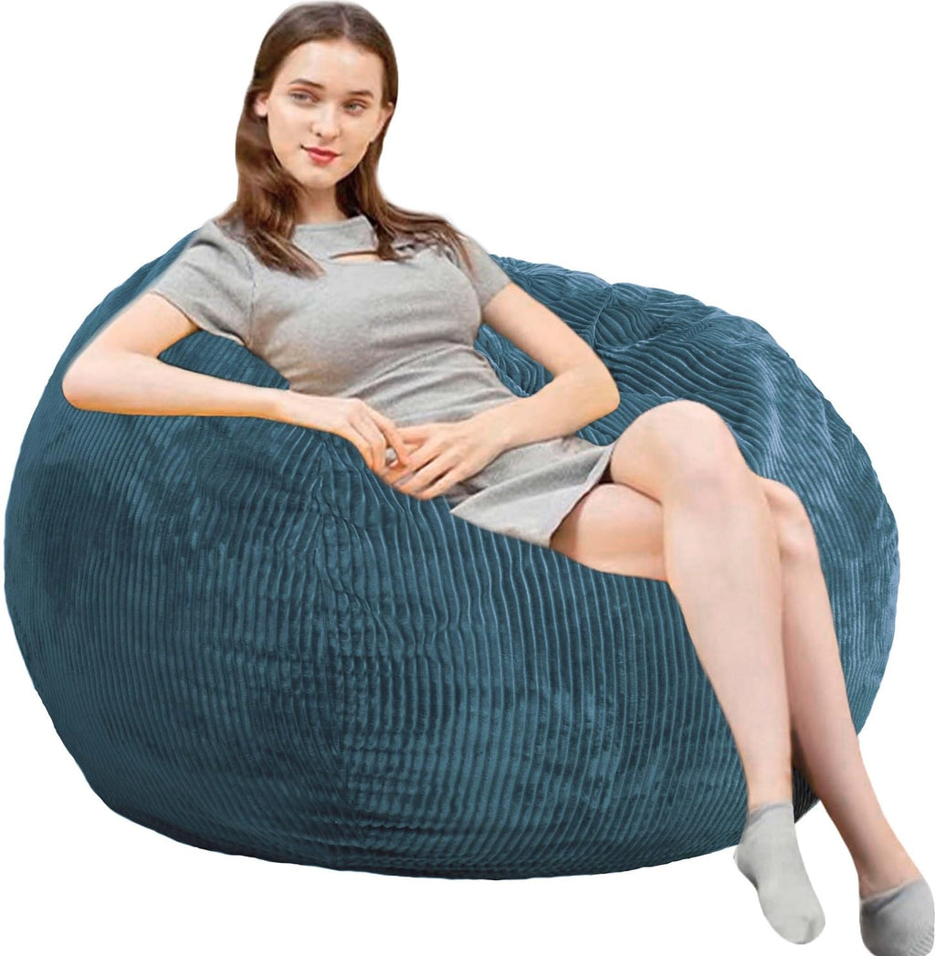 Fluffy Bean Bag Chair for Kids, 2.5FT Round Memory Foam Filled Bean Bag for Teens & Kids, Ultra Soft Faux Fur Fabric Bean Bag Chairs for Playroom, Living Room, Bedroom,Pink